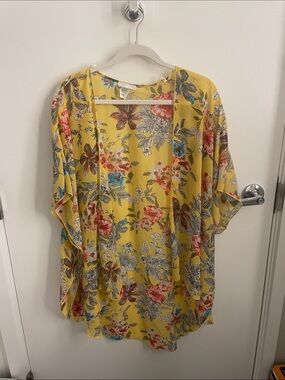 emory park Yellow Floral Kimono Tunic